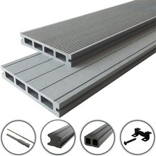 WPC Terrassendielen Komplettset Steingrau Bausatz Dielen 4m Komplettbausatz