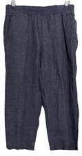 Eileen Fisher XS Organic Linen Pants Gray Pull On Crop Lagonlook Minimalist