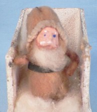 Santa Claus  Sleigh Christmas Decoration Plaster Cotton Cardboard Vintage 3