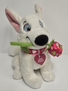 Disney Parks Bolt White Plush Love Struck 7½” H Valentine's Day Gently Loved