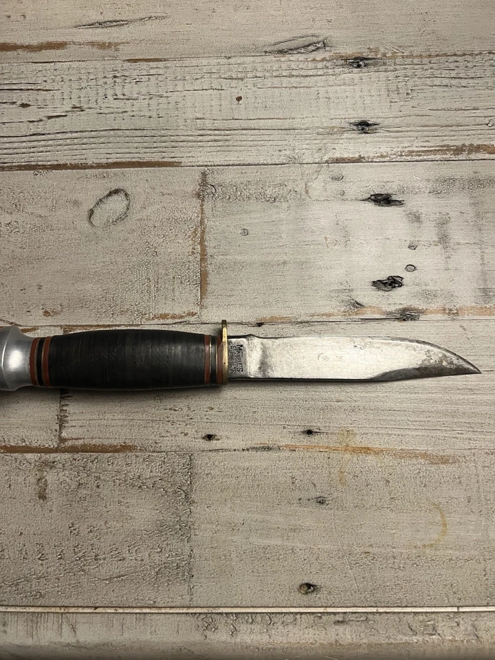 Cuchillo de hoja fija de canicas Gladstone MI EE. UU. Buen borde antiguo patrón de caza cuchillo Foto 2 de 4