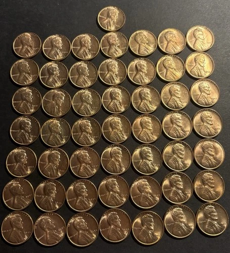 1945 Lincoln Wheat Cent Roll x50 Coins Uncirculated MS BU Red 🔥