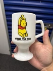 VINTAGE Winnie the Pooh Footed Mug Federal Milk Glass Disney 4.75”