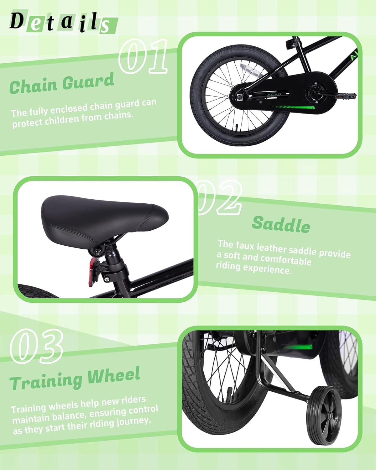 12 14 16 20 Inch Kids Bike BMX Style Bicycle with Training Wheels for 2-14 Years