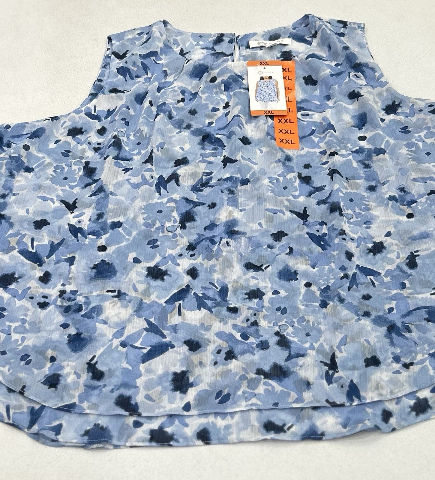 Cristina B Women's Crew Neck Sleeveless Top, Chambray/Blue, Size XXL