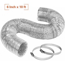 Flexible 6 Inch 10Ft Aluminum Ducting Protection Dryer Vent Hose fr HVAC Exhaust