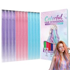 22 Inch Pink Purple Blue Hair Tinsel Clip In Mermaid Hair Extensions 12 Pcs
