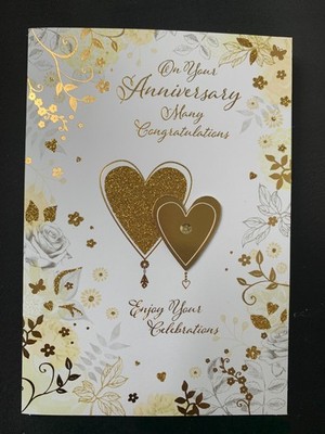 An Ihrem Hochzeitstag, Blumen, Herzen, Handarbeit, 3D, 7'' x 5''