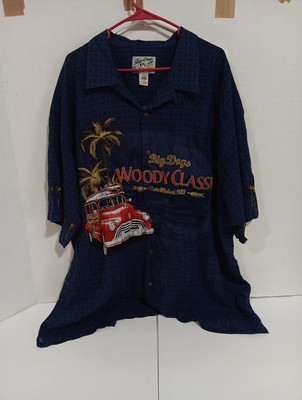 Big Dogs Hawaiian Shirt Woody Wagon Car Palm Tree Beach Men's Size 3XL Vintage