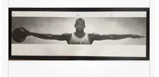 New Black Framed ACRYLIC TEXTURED Michael Jordan Wings Poster Size 24”X65” Print
