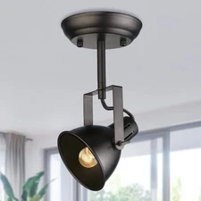 ​LNC Industrial Black Multi-Directional 1-Light Globe Semi-Flush Mount​