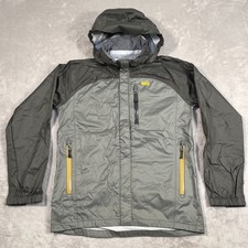 REI Jacket Boys Large 14-16 Gray Zip Packable Hood Nylon Water Wind Resistant