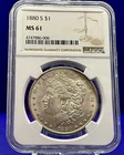 🌈 1880-S Morgan Dollar MS61 NGC Lilac Purple Salmon Toning MONSTER Eye Appeal👀