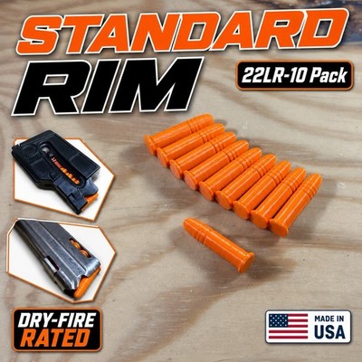 10 Pack - DRY FIRE RATED 22LR Snap Cap STANDARD RIM - TPU - Inert Dummy Round