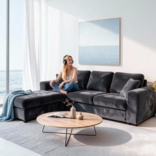 L-Shaped Corner Sofa with Chaise Lounge Sofa 3-Seater Modular for Living Room