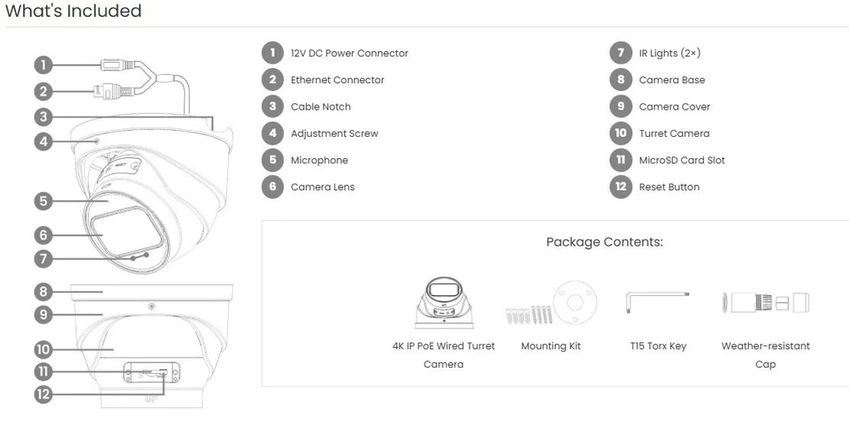 Cámara IP torreta domo Lorex 4K LNE95MD zoom varifocal motorizado audio 4X zoom Foto 3 de 4