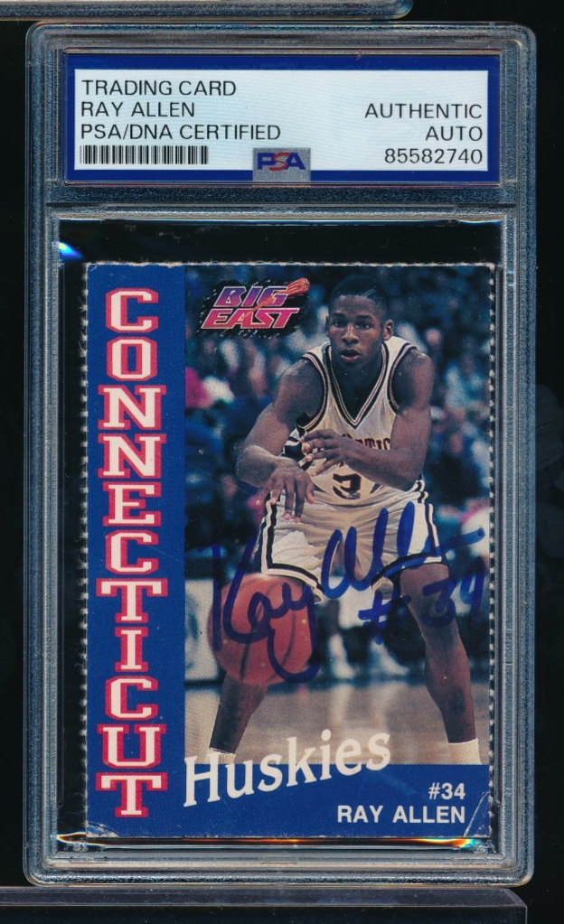 Ray Allen Autographed Signed University of Connecticut (UConn) Huskies 1993 Connecticut Huskies Team Issue auto PSA/DNA (vintage sig* 