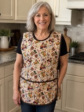Fall Halloween Adult Cobbler Style Apron Dogs, Pumpkins, Colored Leaves, Apple