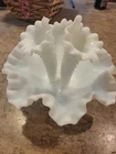 Estate Find: Vintage Fenton Diamond Lace Milk Glass 3 Horn Epergne Flower Vase