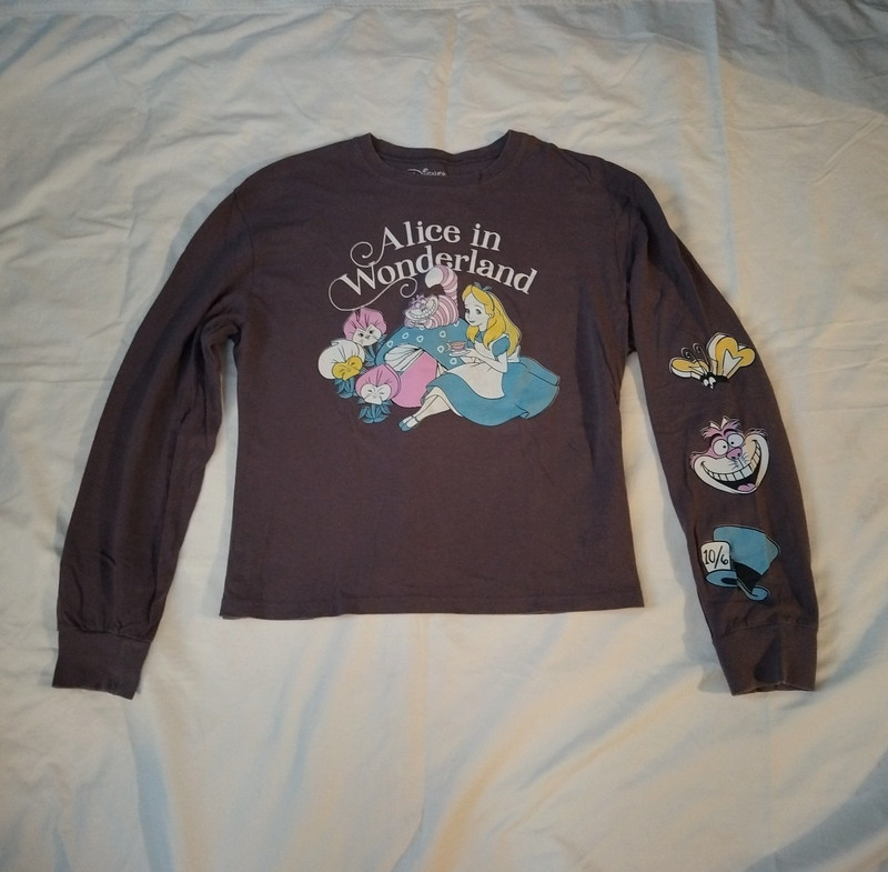Disney Alice In Wonderland Shirt Ladies Size Medium Color Gray