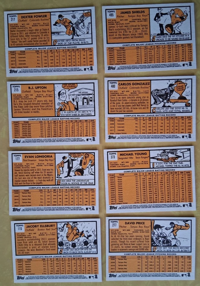 2012 Topps Heritage COLOR Swap Lot (8) - Ellsbury, Longoria, Upton, Fowler, +4 - Image 4 of 4