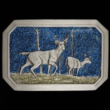 Buck Deer Stag Hunter Hunting Wildlife Cowboy Western NOS Vintage Belt Buckle
