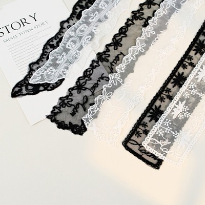 Narrow Long Scarf Ribbon Headbands Choker Floral Lace Scarf Elegant Hair Tie
