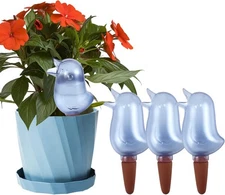 4 Pack Self Watering Spikes, Indoor Plant Globes, Bird Shape Blue 