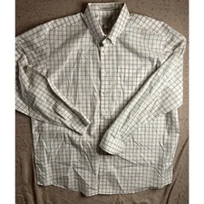 L.L. Bean Men’s XL Button Down Shirt White Check Long Sleeve Cotton