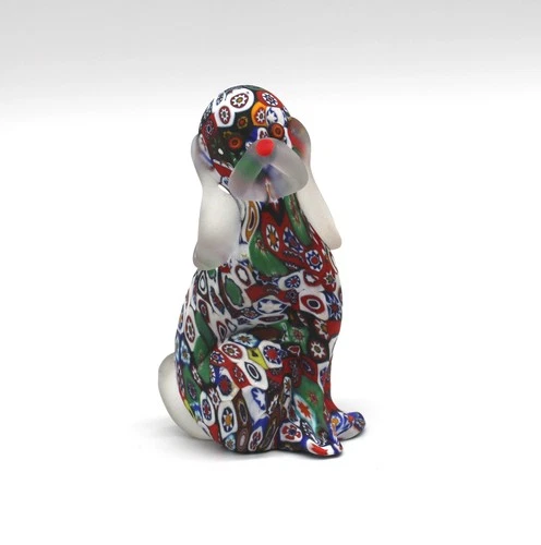 Vtg Murano Millefiori Long Eared Dog 4” Frosted Glass Art Figurine -Free US Ship