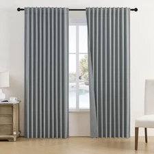  Curtains 96 Inch Length - Back Tab Pocket 84"W x 96"L (Pack of 2) Dark Grey