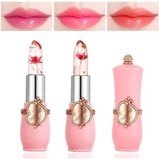 2 Pack Clear Crystal Flower Jelly Lipstick Long Lasting Moisturizing Lip Stick