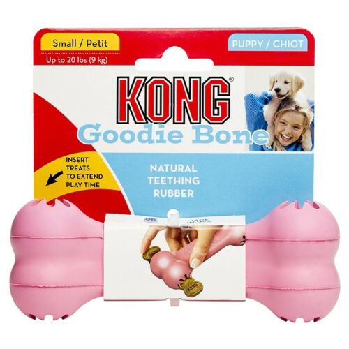 KONG Puppy Goodie Bone Teething Aid/Treat Dispensing Dog Chew Toy Pink/Blue - S - Picture 1 of 9
