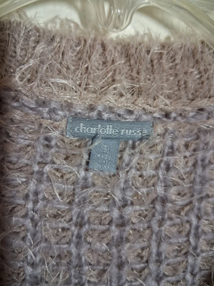Suéter Peludo Charlotte Russe Y2K Retro Informal Invierno Púrpura/Gris Talla Pequeña Foto 4 de 4