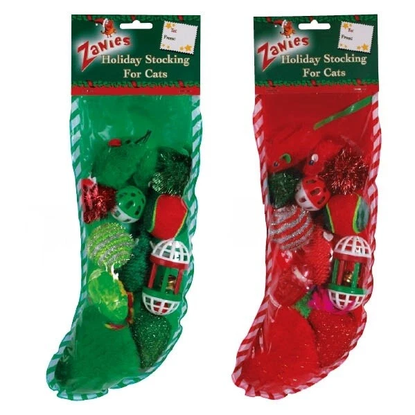 ZANIES Christmas cat stocking 12 toy, kitten toys gift rattle, jingle balls rattle B1