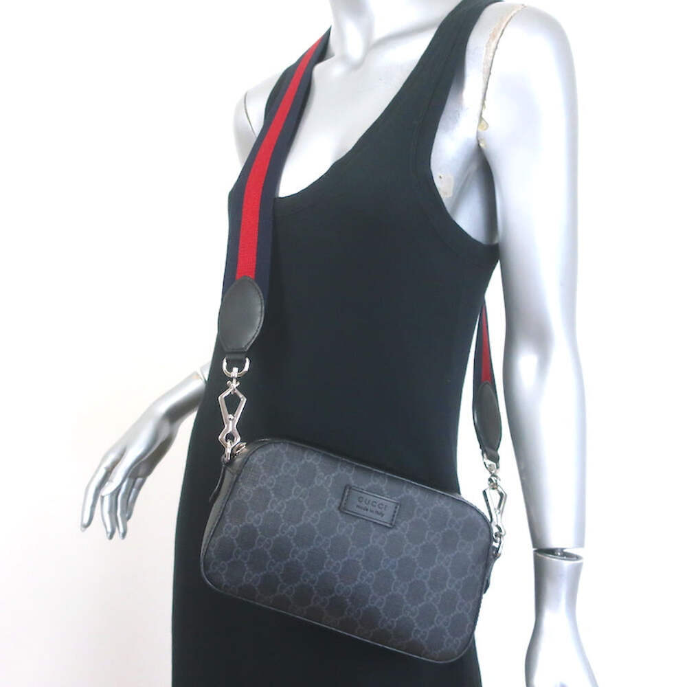 Gucci Small GG Supreme Crossbody Camera Bag Black Monogram