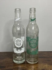 2 Royal Palm Clear ACL 10 oz. Soda Bottles Green & White