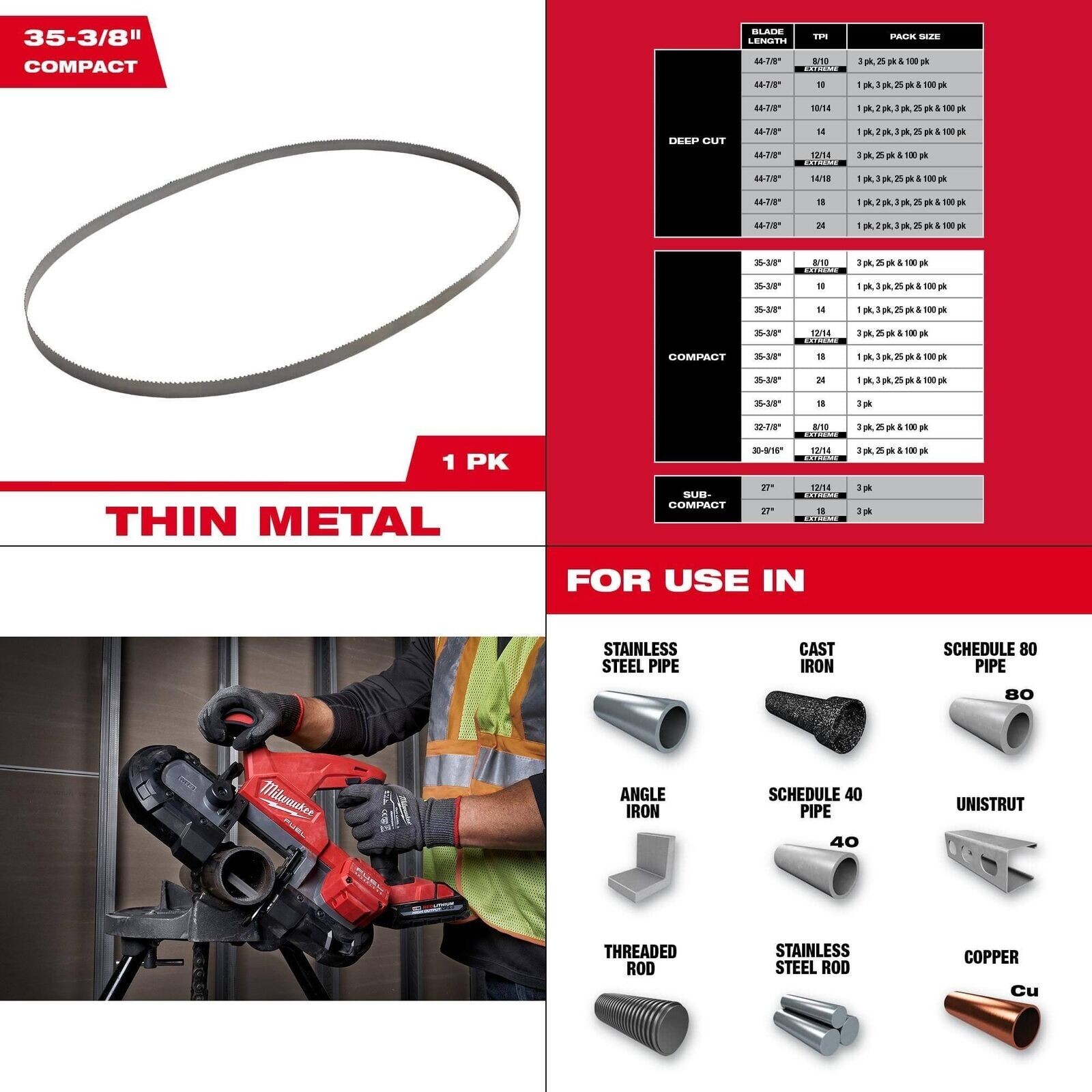 35-3/8 In. 18 Tpi Compact Bi-metal Band Saw Blade For M18 Fuel/corded Compact
