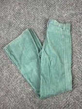 Vintage 70  s Levis Corduroy Pants Womens 28x31 Green Bell Bottoms White Tab