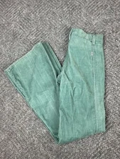 Vintage 70’s Levis Corduroy Pants Womens 28x31 Green Bell Bottoms White Tab