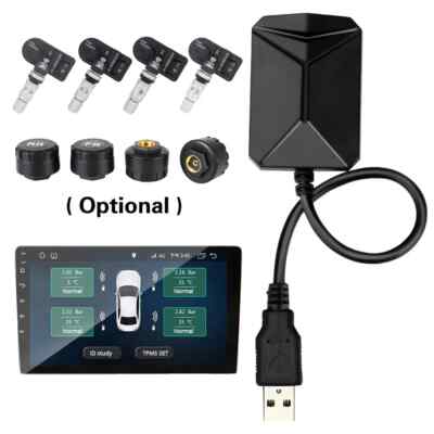 Android TPMS With 4 Sensors Alarm System USB Wireless Tire Pressure Monitoring