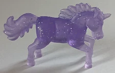 Miniature Sparkles Glitter Purple Unicorn Horse Plastic HTF Toy 1" Mini