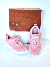 Girls Pink Sneakers Sz 4 Mesh Upper Hook Loop Faux Laces Dream Pairs New/Box