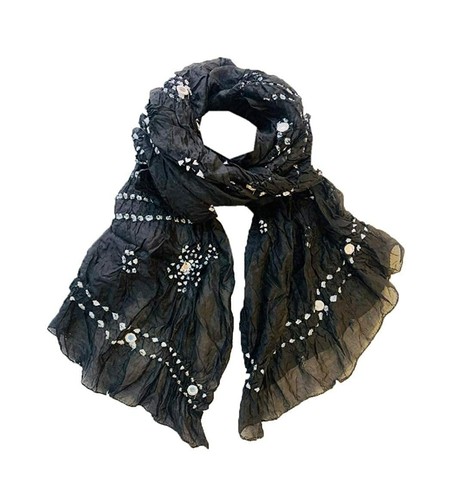 Anupam Bandhani Bhandej Tie Dye Taffeta Silk Dupatta With Mirror Ghunghuru Work - Picture 4 of 9