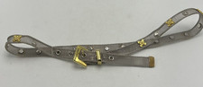 Vintage Belt Womens Medium 80s Silver Tone Mesh Metal Retro Gold Rivets Read