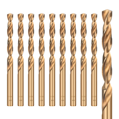 MAXTOOL No.4 Cobalt Drill Bits 10-Pack - HSS M35 Jobber Length Twist Drills