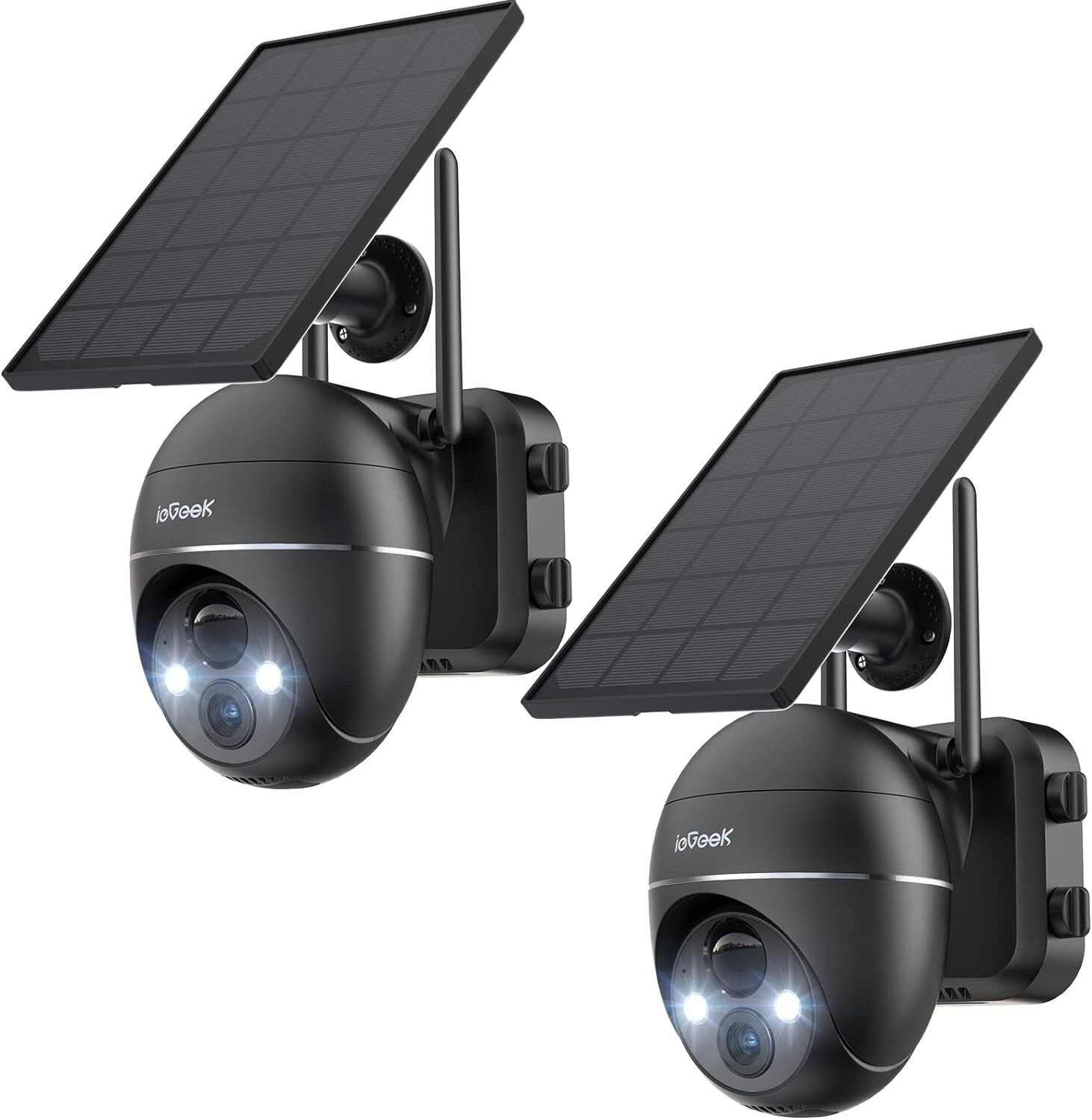 2PCS ieGeek Outdoor Solar WiFi Security Camera 2K Wireless Home Battery CCTV Cam