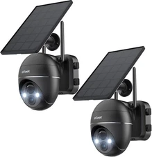 2PCS ieGeek Outdoor Wireless Solar WiFi Security Camera 2K Home Battery CCTV Cam