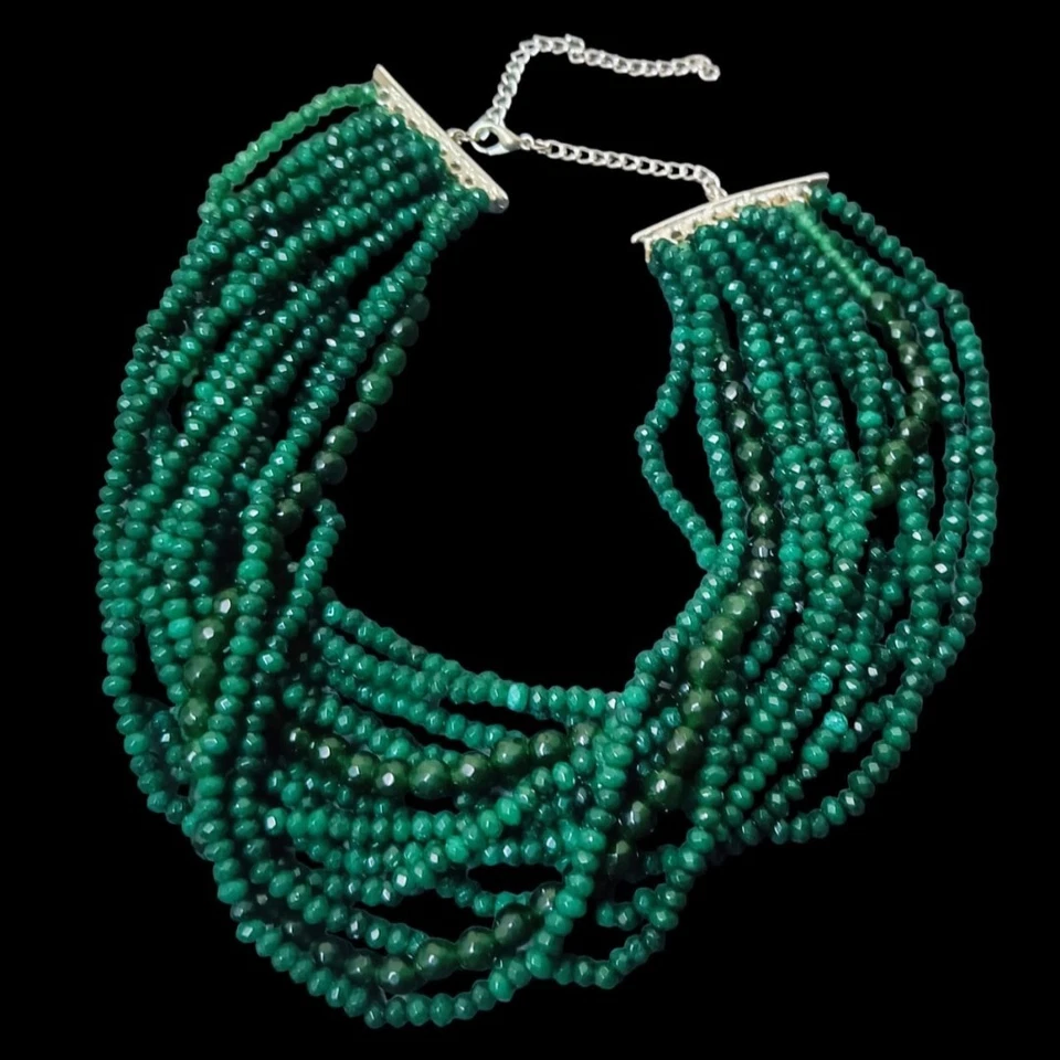 Colar Gargantilha Bollywood Estilo Indiano Pedra Verde 18" Joias de Noiva de Casamento - Imagem 4 de 4