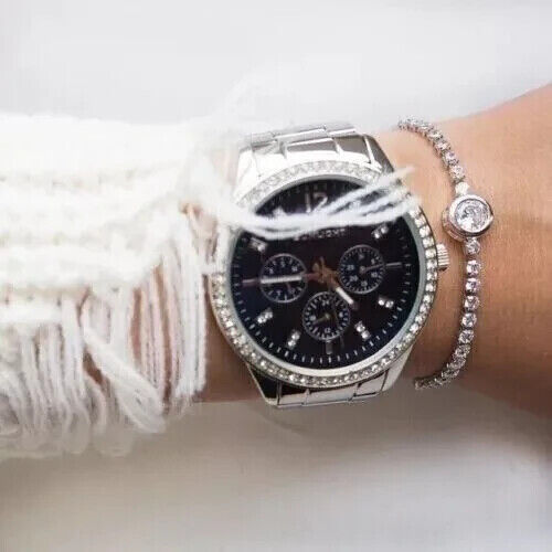 6.5Ct Round Lab Created Diamond Women's Tennis Bracelet In 14K White Gold Plated - Picture 2 of 6